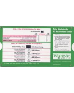Square D / Schneider Electric Slide Chart - IEC Motor Data Calculator